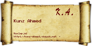 Kunz Ahmed névjegykártya